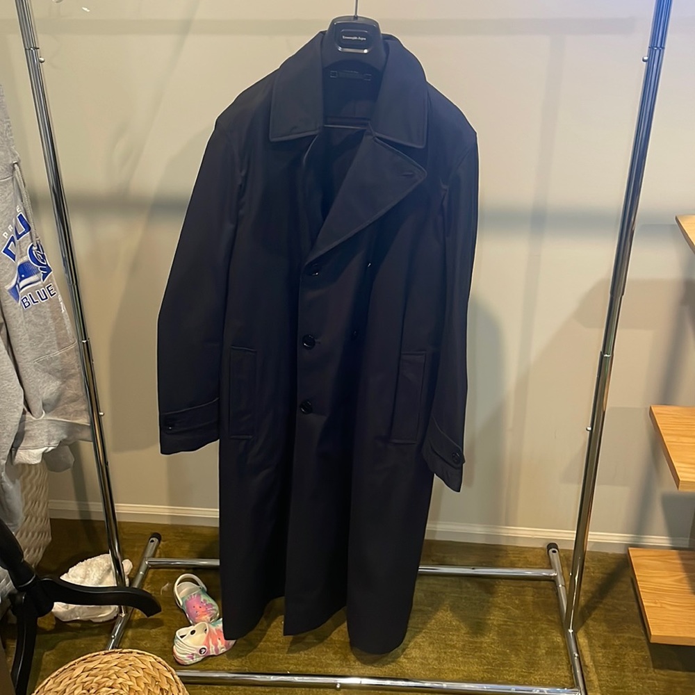 Ermenegildo Zegna Navy Blue Rain Coat with silk blend